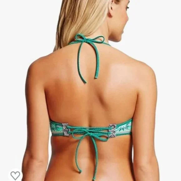NWT Shade & Shore Boho Halter Bikini Top with Tassel Size 36C *NEW* - Picture 5 of 6